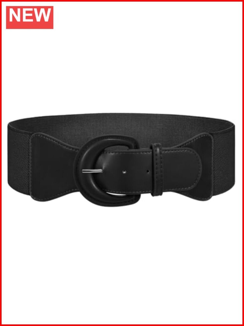 Women's Retro Wide Elastic Waist Belt Stretchy Vintage Chunky Buckle Dress